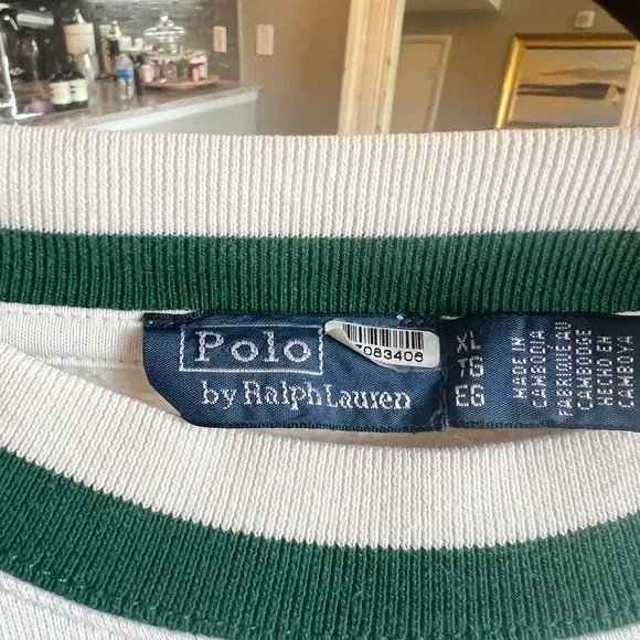 Polo by Ralph Lauren Classic Green and White Crewneck Sweater - Picture 1 of 2
